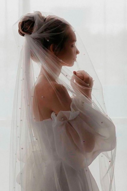 Gabbiano. Свадебное платье Фата с жемчугом. Коллекция 
