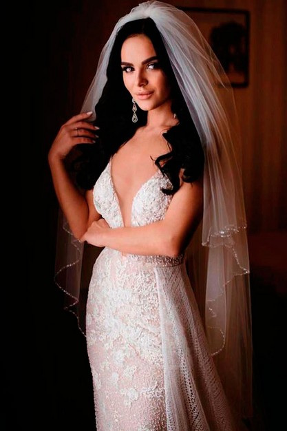 Gabbiano. Свадебное платье Фата со стеклярусом. Коллекция 