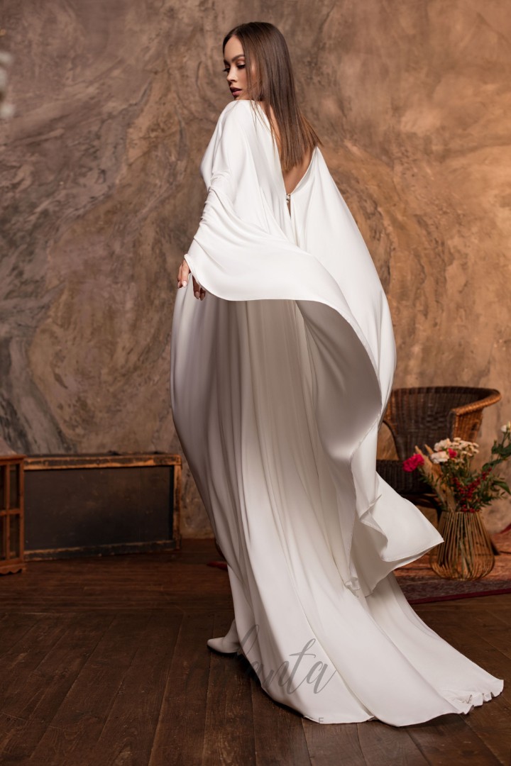 Свадебное платье Бордо А-силуэт, Для беременных, Закрытые, Минимализм, Недорогие, Простые, С рукавами