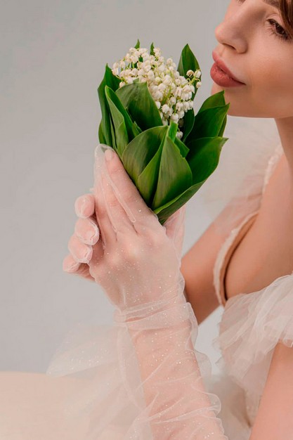 Gabbiano. Свадебное платье Перчатки с блеском. Коллекция 