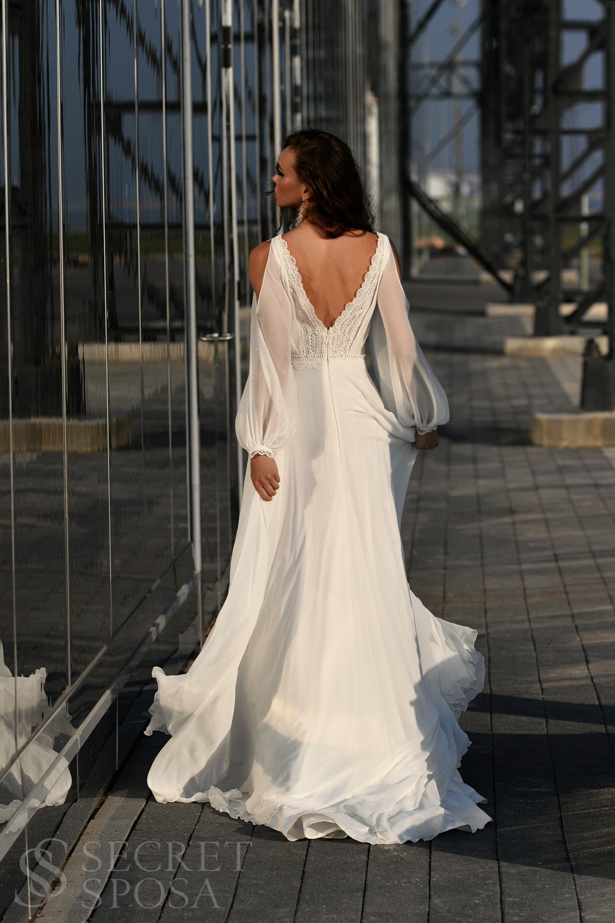 Свадебное платье Кристель А-силуэт, 2023 год, С корсетом, Со шлейфом