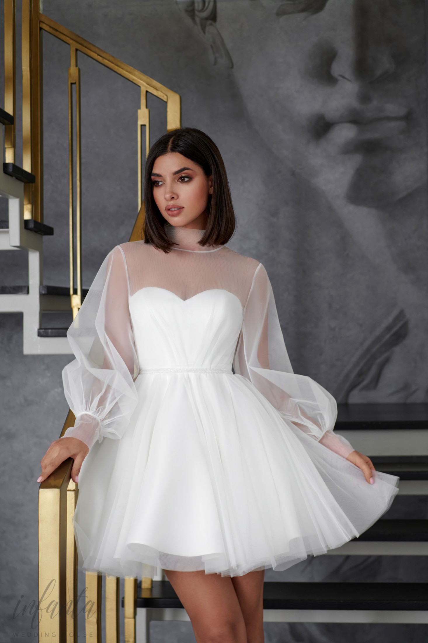 Свадебное платье Паолина Короткое, 2023 год