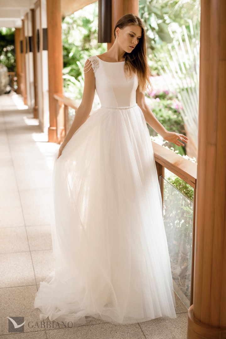 Свадебное платье Ордесса А-силуэт, Простые, Открытые