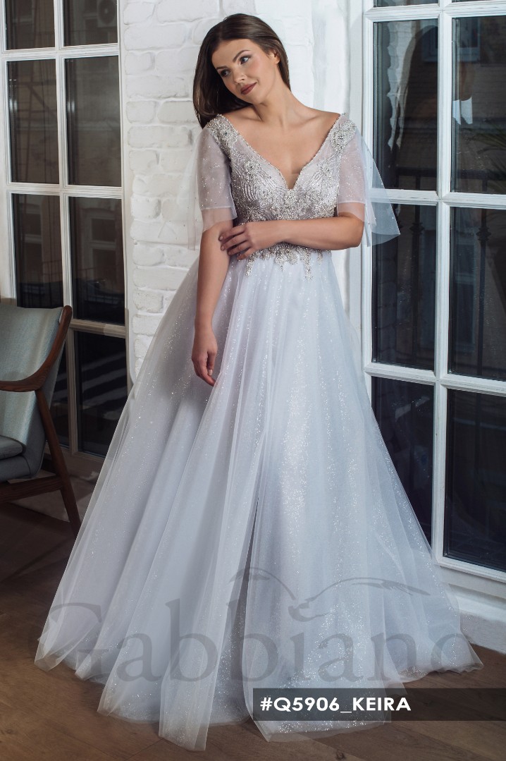 Свадебное платье Кейра А-силуэт, Большие размеры, С рукавами, Со шлейфом, Дорогие, Открытые