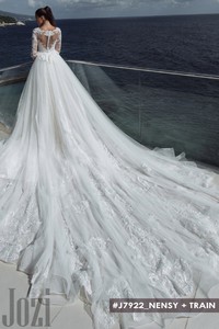 Свадебное платье Ненси Пышное, Со шлейфом, С рукавами, Кружевные, Закрытые