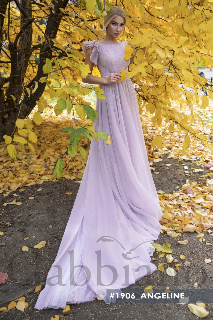 Свадебное платье Анджелайн А-силуэт, Легкие, Со шлейфом, Открытые