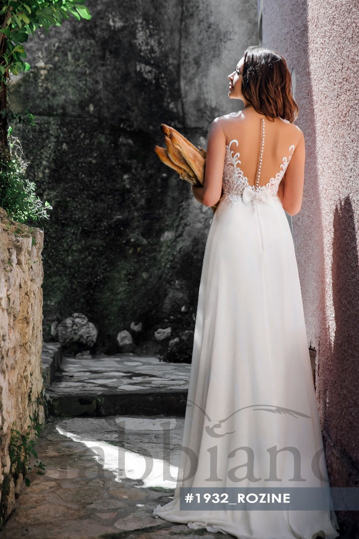 Свадебное платье Розин А-силуэт, Кружевные, Легкие, Простые, Греческие
