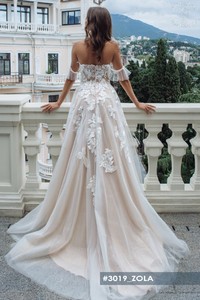 Свадебное платье Зола А-силуэт, Блестящие, Кружевные, Легкие