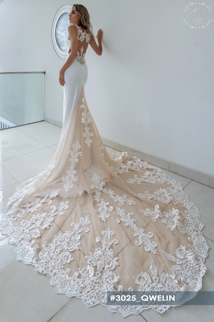 Свадебное платье Квилин Рыбка (годе), Со шлейфом, Открытые