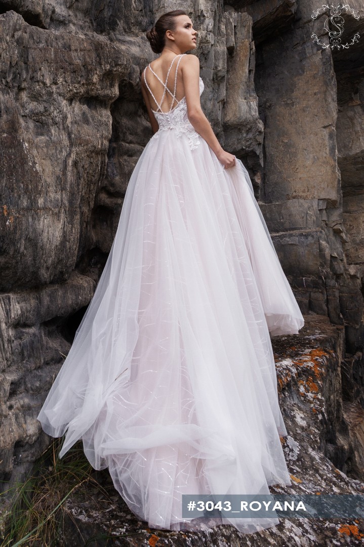 Свадебное платье Рояна А-силуэт, Кружевные, Открытые