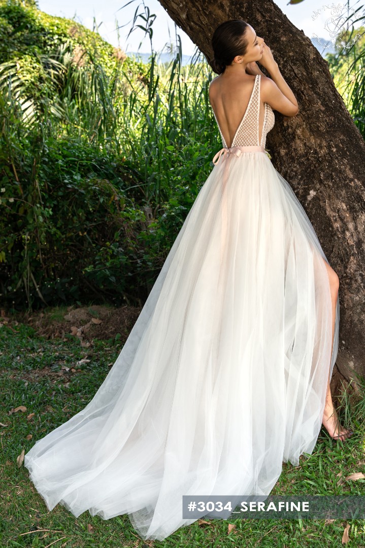Свадебное платье Серафин А-силуэт, Легкие, Открытые