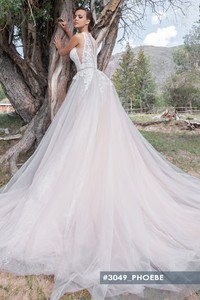 Свадебное платье Фиби А-силуэт, Со шлейфом, Кружевные, Блестящие