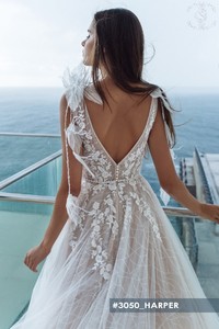 Свадебное платье Харпер А-силуэт, Легкие, Кружевные, Блестящие