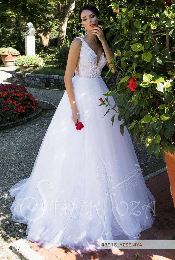Свадебное платье Есения А-силуэт, Легкие, Открытые