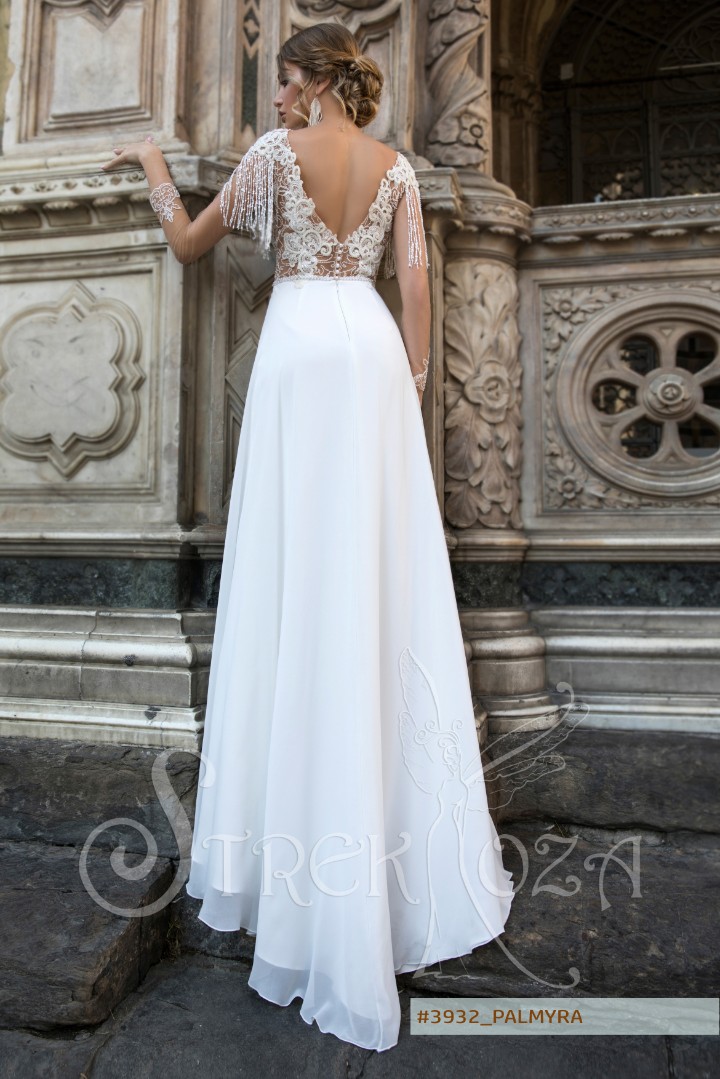 Свадебное платье Пальмира А-силуэт, Кружевные, Легкие, Открытые