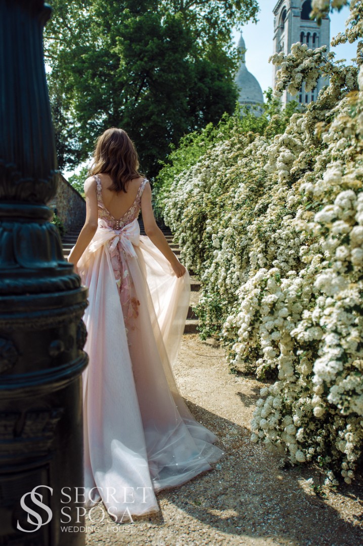 Свадебное платье Тоффи А-силуэт, Блестящие, Легкие, Открытые