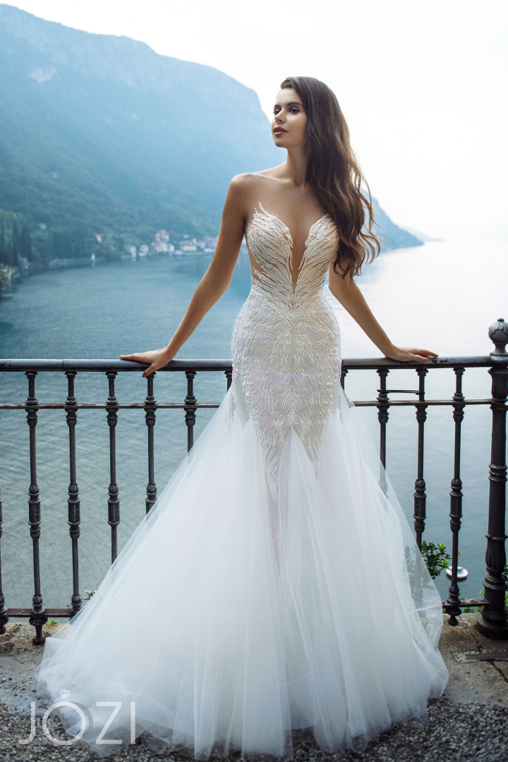 Свадебное платье Стелла Рыбка (годе), Блестящие, Открытые